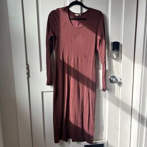 Marine Layer Long Sleeve Ribbed Burgundy Dress Size L